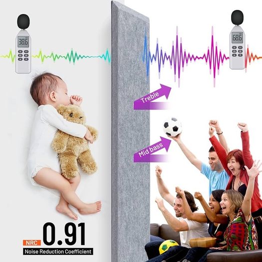 SPRING SALE | Acoustic Wall Panels 12 Pack 9 mm Thick Padded with Back Adhesive 34x20 cm Soundproof Insulation Panel Sound Absorbing Noise Reduction Panels for Office Door Walls, Dark Drey