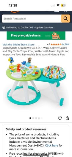 Bright Starts Around We Go 2-in-1 Walk-Activity Centre and Play Table