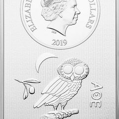 2019 Niue 50 Dollars 1 Kilo Kg 0.999 Fine Silver Bar Athenian Owl