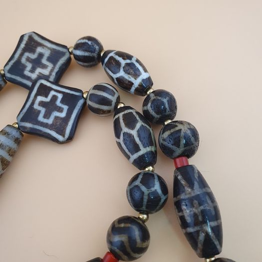 Rare Antique Burmese Pumtek Pyu Petrified Wood Beads Necklace