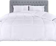 Lightweight 4.5 Tog Duvet with Corner Tabs - Microfiber Soft Summer Duvet - Box Stitched Down Alternative Quilt (Double, White)