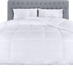 Lightweight 4.5 Tog Duvet with Corner Tabs - Microfiber Soft Summer Duvet - Box Stitched Down Alternative Quilt (Double, White)