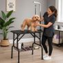 Dog Grooming Table with Storage Shelf Basket Foldable Pet Grooming Station Image 2