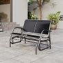 Outdoor Glider Bench, Patio 2 Seater Swing Gliding Loveseat w/ Power-Coated Steel Frame, Mesh Seat and Armrests, for Backyard Garden Porch, Black Image 5
