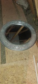 Round mirror decorative silver