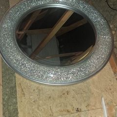 Round mirror decorative silver