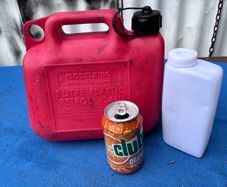 5 litre plastic petrol can and 500ml mixing bottle