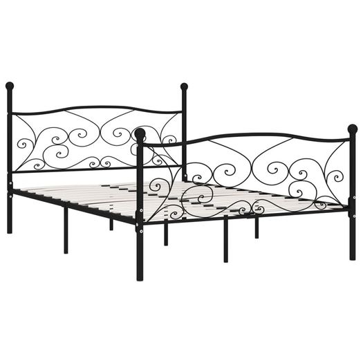 Bed Frame with Slatted Base Black Metal 120x200 cm