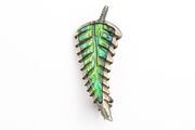 Vintage 925 Sterling Silver Abalone Fern Leaf Brooch