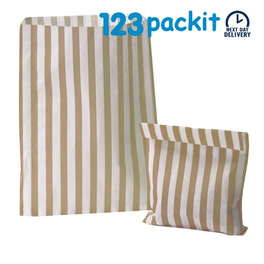 Lot of 200 pcs Gold striped gift candy counter bags excellent for candies gift shop small retails size 5x7 inches eco friendly