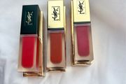 YSL Tatouage Couture Red Lip Stains/Lipstics Bundle Set of 3 Full Size Rare Shades