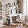 Computer Desk with Drawers & Display Shelves, 120 x 50 cm White Office Desk with Storage & Pegboard, Study Work Desk with Storage, Girls PC Desk for Home Office, Bedroom and Creative Spaces Image 3