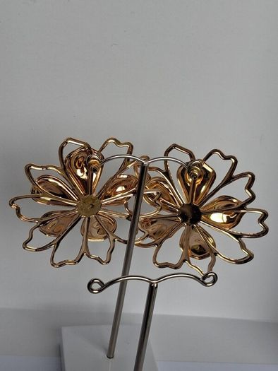 Gold & Cream Sakura Blossom Floral Statement Earrings