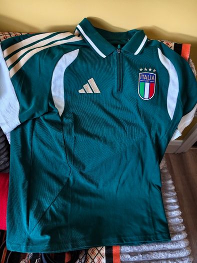 Adidas Italy Italia 26 Tiro Polo Shirt Mens L Collegiate Green Soccer  JZ9372