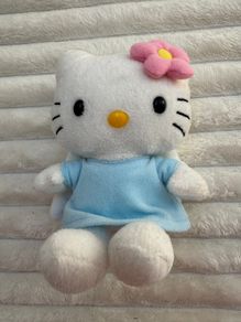 Hello Kitty Beanie TY Sanrio Blue Dress Pink Flower Angel Plush 2009 Used Dirty Please look at the pictures