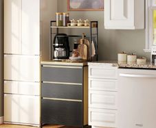 Industrial-style kitchen cabinet with 3 drawers, worktop, shelf and 4 hooks