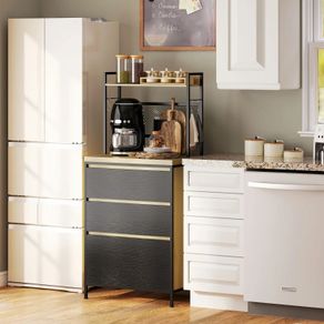 Industrial-style kitchen cabinet with 3 drawers, worktop, shelf and 4 hooks