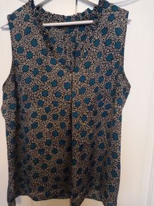 Nine west sleeveless teal black blouse xl
