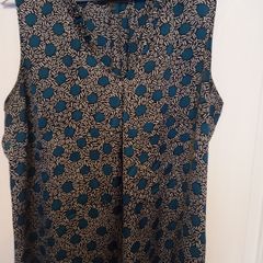 Nine west sleeveless teal black blouse xl
