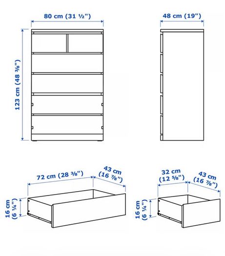 MALM Chest of 6 drawers