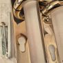 New Champagne Gold Yale Trojan Sparta external Lever/ Lever Door Handles Image 2