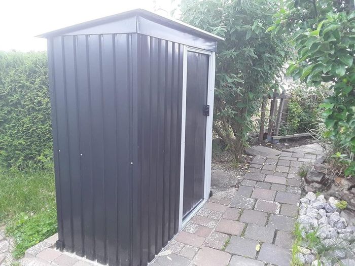 Tool Shed Including 4 Hooks Gloves 1.4 m Sliding Door Garden Metal Garden Cabinet Garden Shed Anthracite