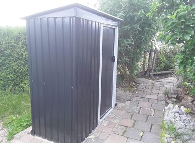 Tool Shed Including 4 Hooks Gloves 1.4 m Sliding Door Garden Metal Garden Cabinet Garden Shed Anthracite