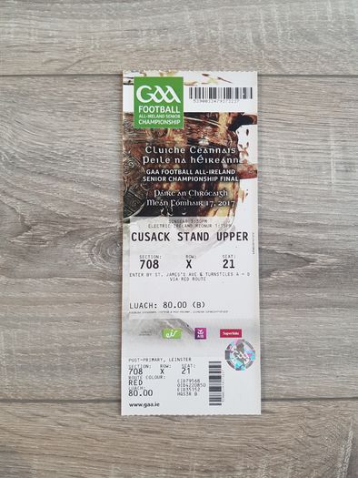 Dublin 3 in a row 2017 unstubbed ticket