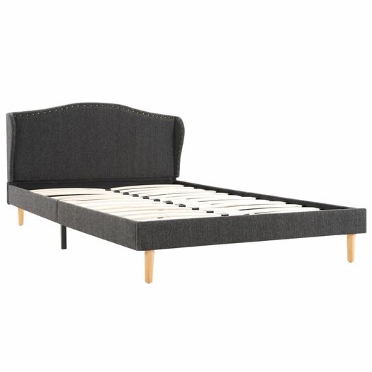Bed Frame Dark Grey Fabric 135x190 cm