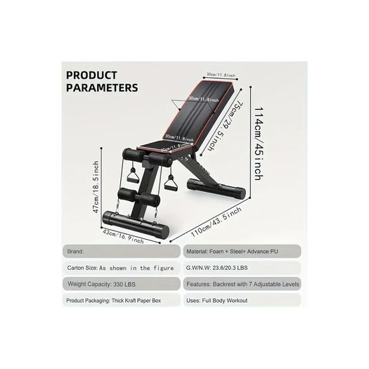 Pro Foldable Weights Bench - Free Delivery Or Pick Up In Store