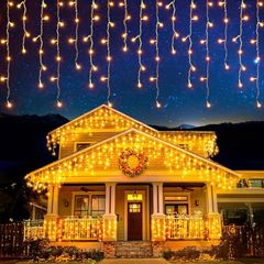Icicle Lights Outdoor Christmas Lights 500 LED 17M Warm White Decorations String Fairy Lights with Timer for Xmas Garden & Party | Mains Powered Clear Cable