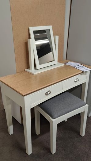 3 pcs Oak Vanity Dresser Set -  Table, Mirror and Stool New