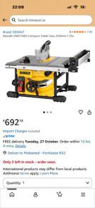 Dewalt DWE7485 Compact Table Saw 250mm 110v (Brand new)