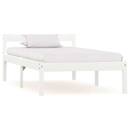 Bed Frame White Solid Pine Wood 90x200 cm
