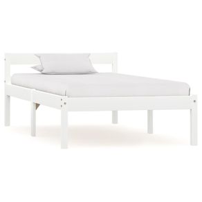 Bed Frame White Solid Pine Wood 90x200 cm