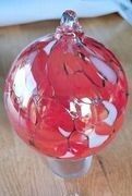 Red, White and Black Marbled Iridescent Decorative Glass Globe and Heart Hanging Ornaments