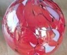 Red, White and Black Marbled Iridescent Decorative Glass Globe and Heart Hanging Ornaments