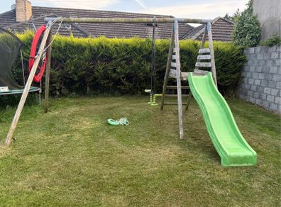 Swing set with slide