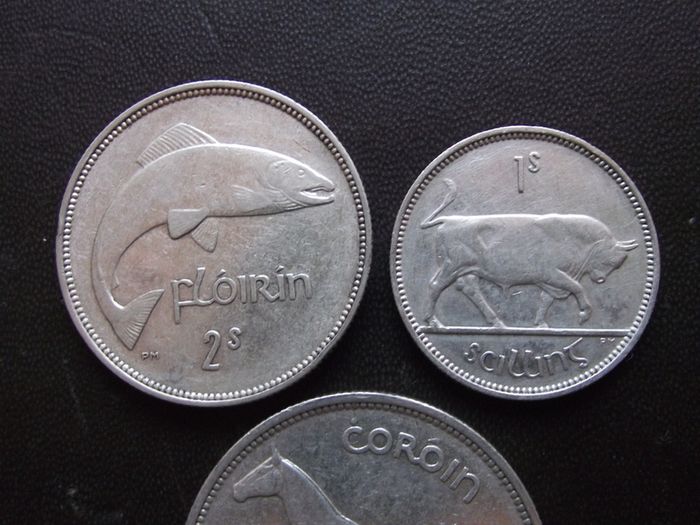 1940 Irish Republic. Set of 3 Silver Coins: Half Crown&Florin&Shilling. Nice Condition!
