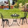 3PCs Garden Table Set Bistro Set Round Table with Umbrella Hole and 2 Chairs for Outdoor Indoor Patio Balcony Aluminium Image 3