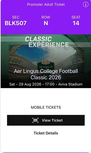 College Football Tickets x 2