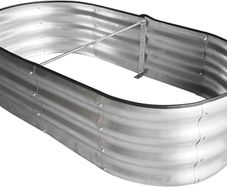FREE EXPRESS SHIPPING  Raised Garden Bed Kit, Sliver Galvanized Raised Planter Box Outdoor for Vegetables, Large Bottomless Metal Raised Bed for Herb, Growing Fruits, Flower (4x2x1 ft)