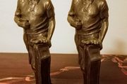 Pair Of Vintage Golfers Statues, Bronzed Effect.Made In England.