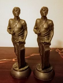 Pair Of Vintage Golfers Statues, Bronzed Effect.Made In England.
