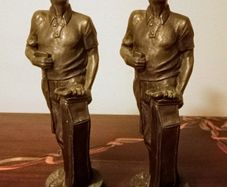 Pair Of Vintage Golfers Statues, Bronzed Effect.Made In England.