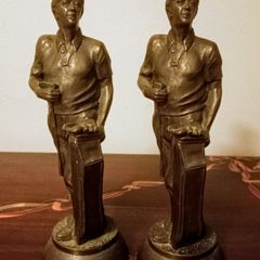 Pair Of Vintage Golfers Statues, Bronzed Effect.Made In England.