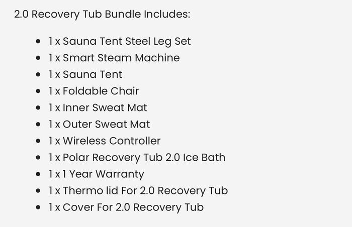 Polar Recovery Sauna + 2.0 recovery tub bundle