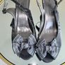 Ladies Silver-Grey Slingback Shoes with Bow Detail Image 4
