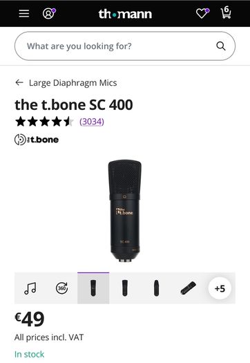 T Bone SC400 Large Diaphragm Condenser Microphone