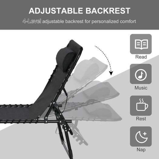 Folding Sun Lounger, 3 Positions (FREE SHIPPING)
